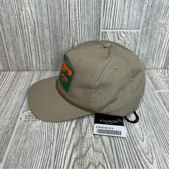 Filson Mens Rope Trucker Khaki Orange Scenic Patch Snapback Outdoor Dad Cap NEW - Picture 2 of 7